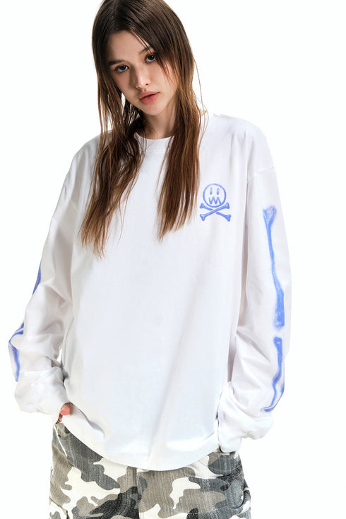 BEASTER Ghost Face Fun Print Casual Sweatshirt